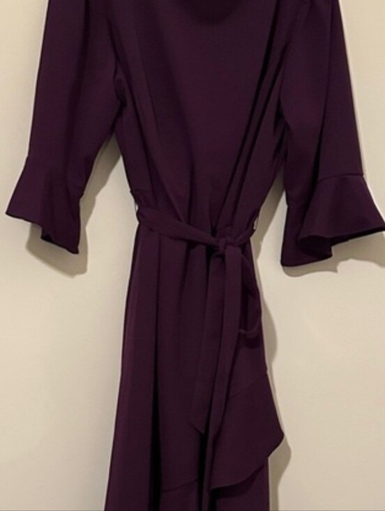 Maison Tara Dresses & Skirts - Maison Tara Amethyst Ruffle Sleeve Dress (Faux Wrap Dress)